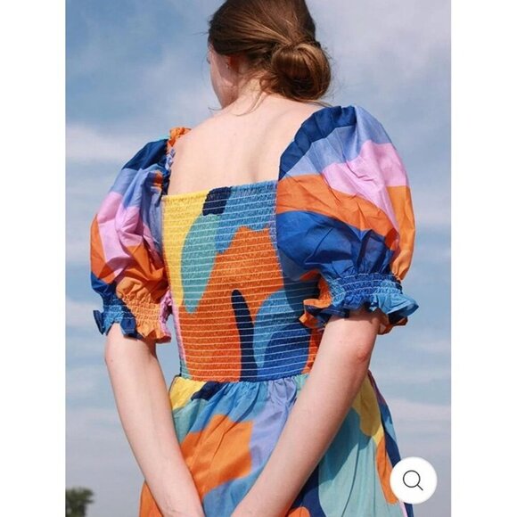 ❌SOLD❌NWT JESSIE ZHAO Tropical Love Smocked Midi Dress, Small - Picture 3 of 12